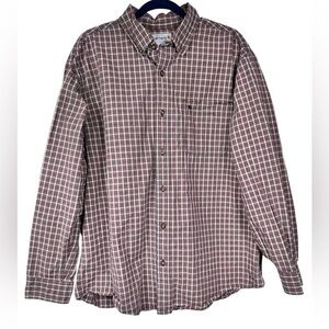 Carhartt plaid button down long sleeve shirt, XL, cotton, soft Work Shirt